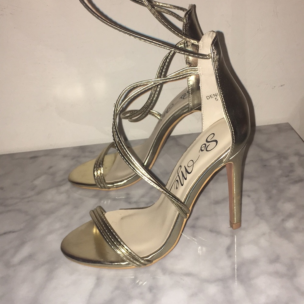 Gold Lace up heels